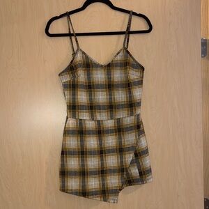 Popular basics Plaid Spaghetti Strap Romper